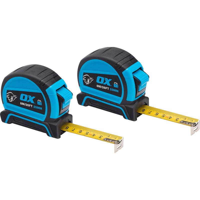 OX Pro Double Locking Tape Measure 8m