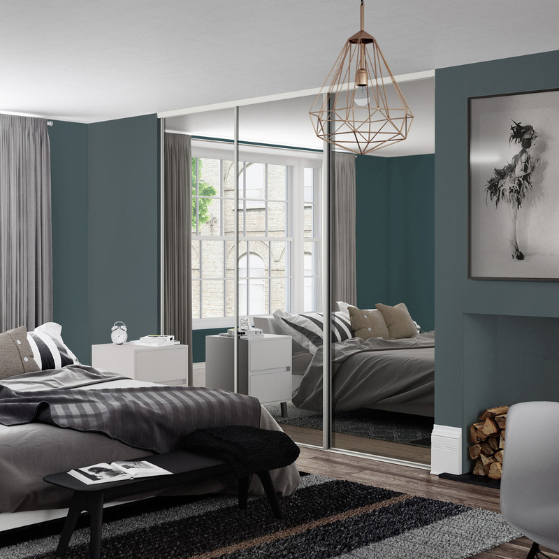 Spacepro Classic 3 Door Sliding Wardrobe Kit White Framed Mirror 2216 x 2260mm