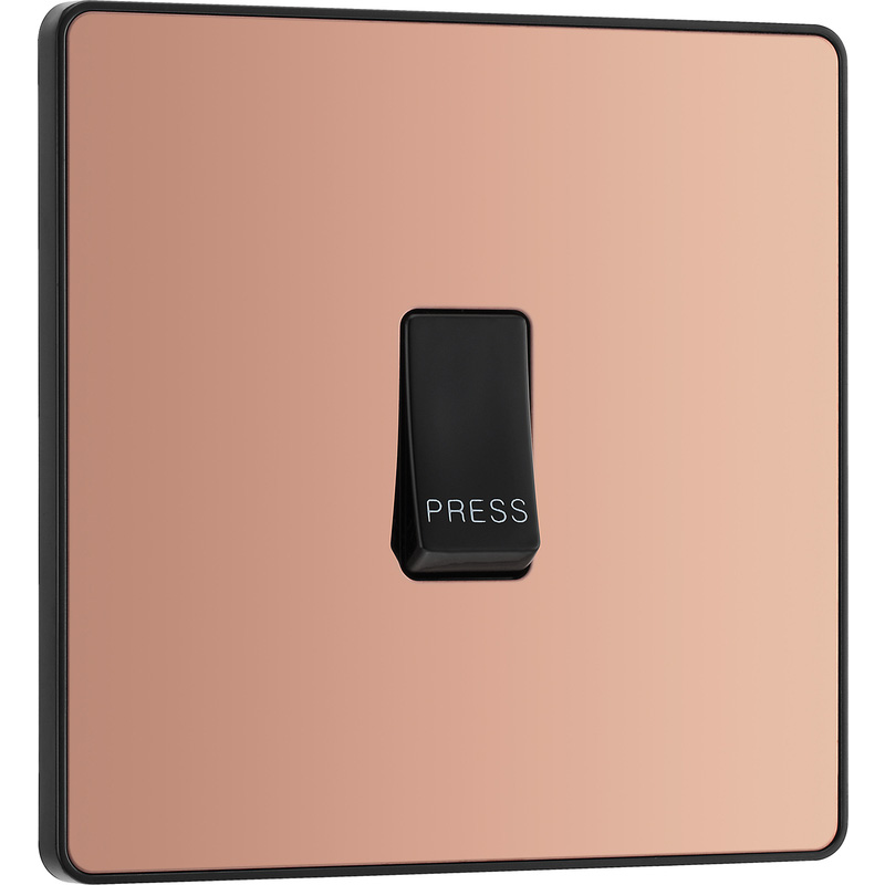 BG Evolve Polished Copper (Black Ins) Single Press Switch, 10A