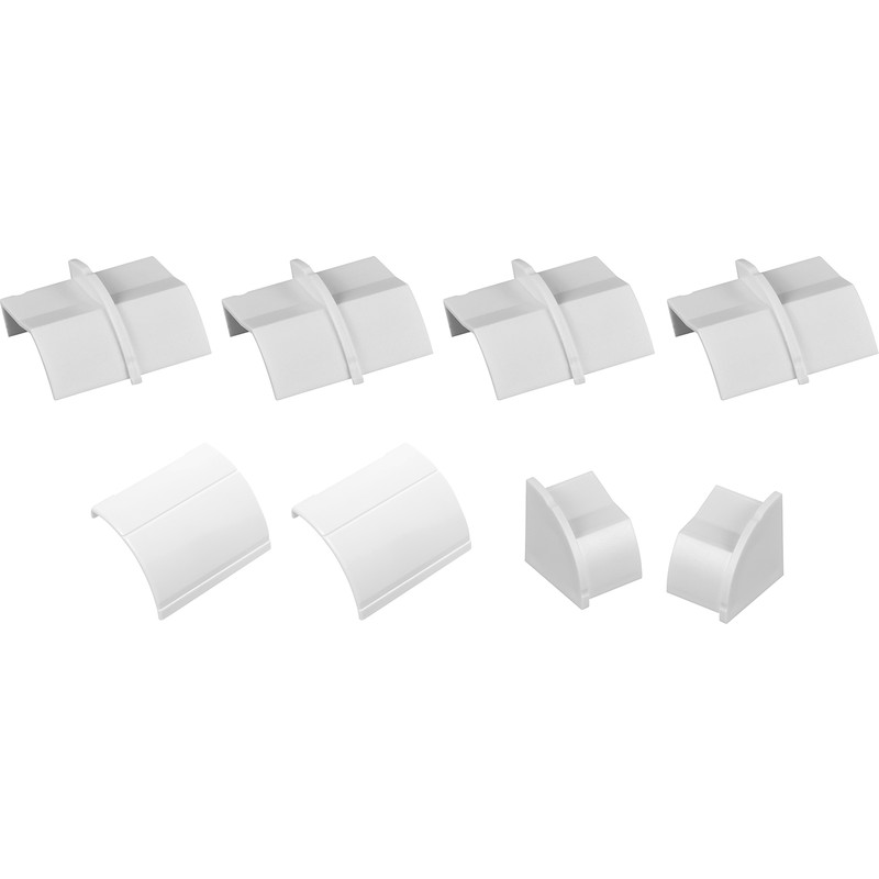 D-Line 1/4 Round Trunking Coupler, Inlet, Outlet & End Cap Pack