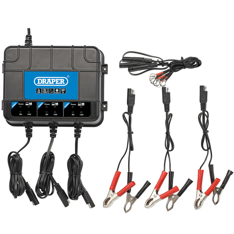 Draper 6/12V 3 Bank Charger Station