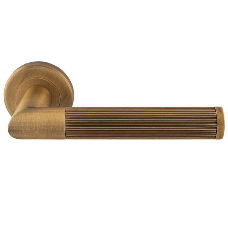 Serozzetta Trend Lines Lever On Rose Door Handles Antique Brass