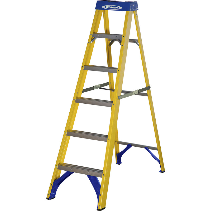 Werner Fibreglass Swingback Step Ladder 6 Tread SWH 2.59m