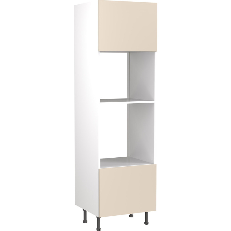 Kitchen Kit Flatpack Slab Kitchen Cabinet Tall Oven & Microwave Unit Ultra Matt Cashmere 600mm