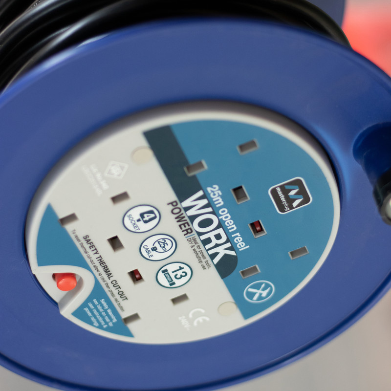 Masterplug 4 Socket 13A Open Cable Reel 25m 240V