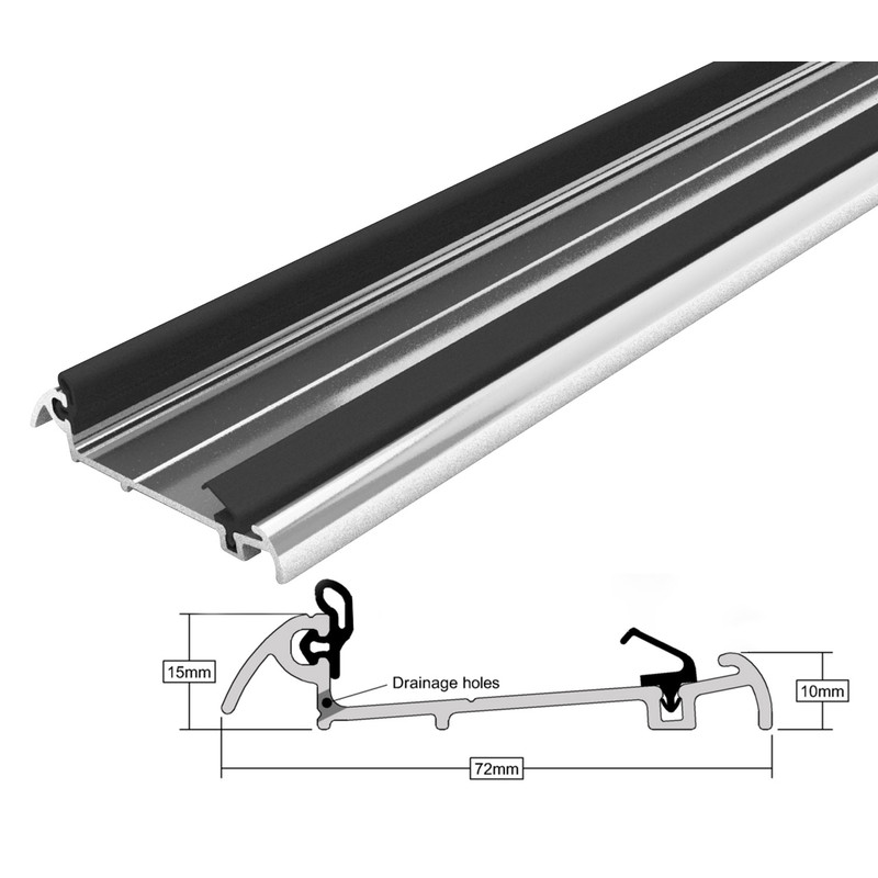Stormguard Slimline Wide Rain & Draught Excluder Threshold Matt Silver