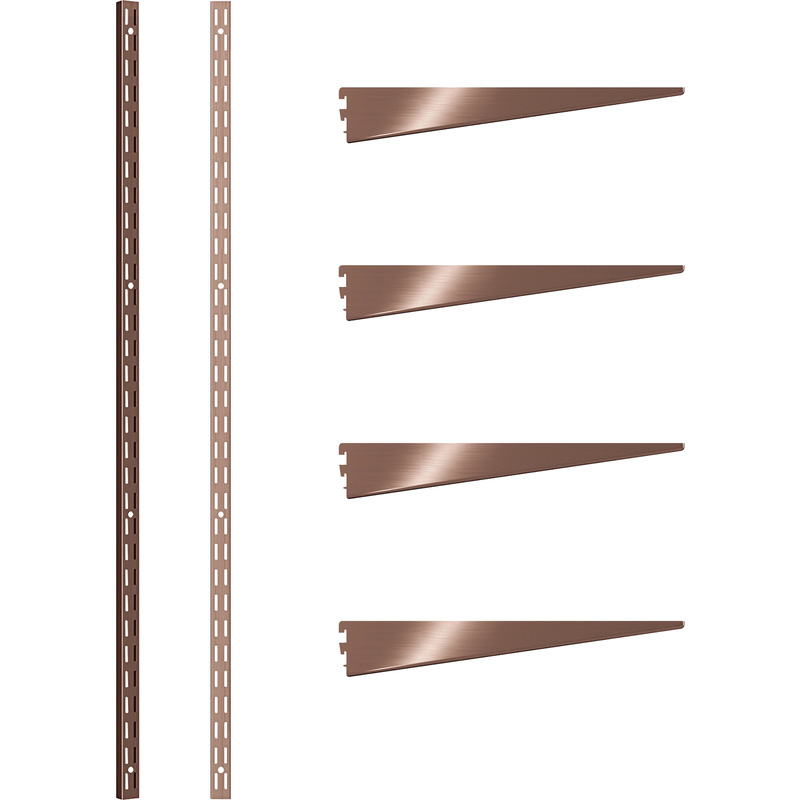 Rothley Antique Copper Twin Slot Shelving Kit 1600mm Uprights (x2) & 270mm Brackets (x4)