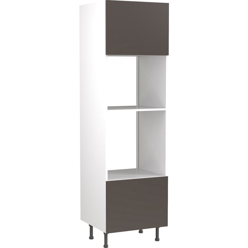 Kitchen Kit Flatpack Slab Kitchen Cabinet Tall Oven & Microwave Unit Ultra Matt Graphite 600mm