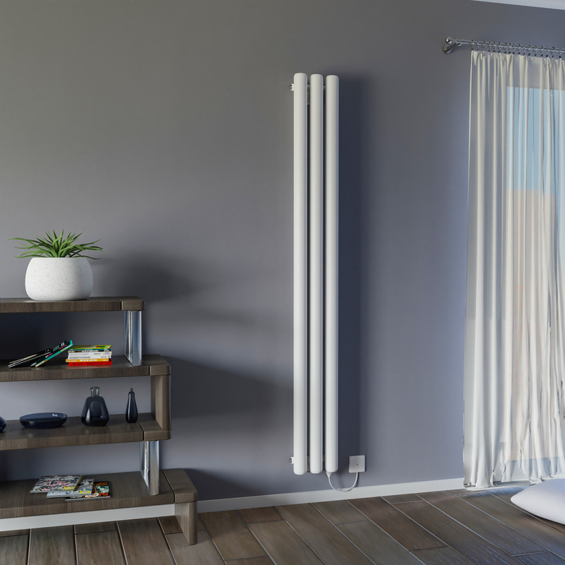 Ximax Devon Round Electric Designer Radiator 1800 x 210mm 2047Btu White