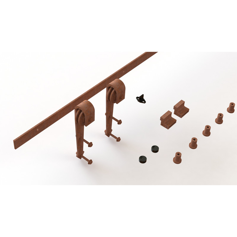 Coburn Flat Track 100 Arrow Head Hanger One Door System 1000mm - Rust Finish