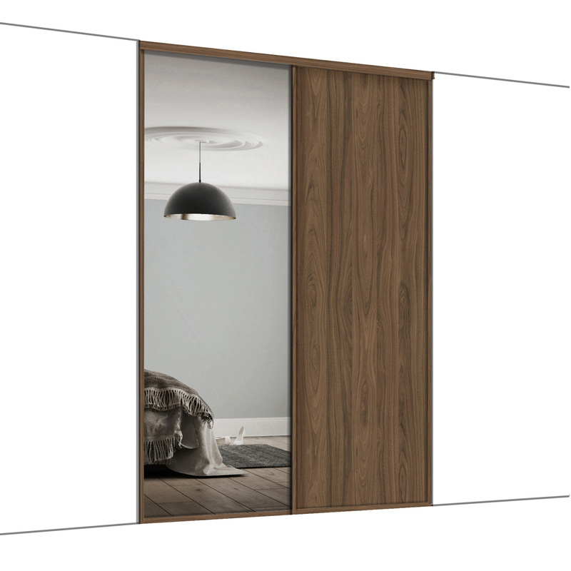 Spacepro Classic 2 Door Sliding Wardrobe Kit Walnut and Mirror 1793 x 2260mm