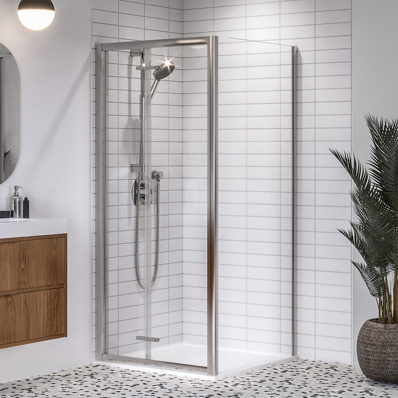 Aqualux Framed 8mm Bi-Fold Door & Side Panel Shower Enclosure 900x900mm