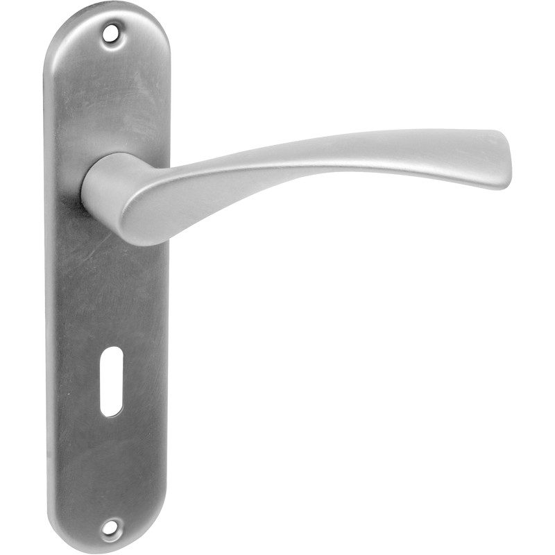 Lyon Door Handles Lock Satin