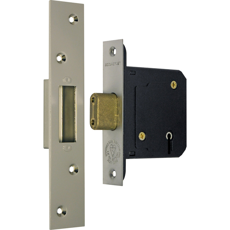 Securefast BS3621 5-Lever Deadlock 80mm Satin Stainless Steel
