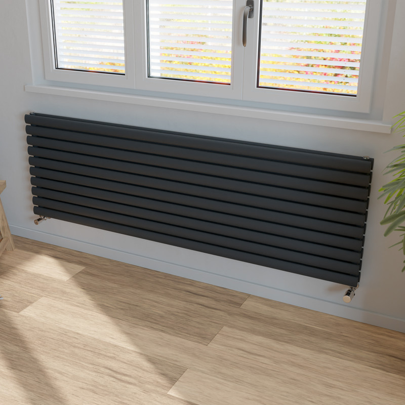 Ximax Bristol Double Horizontal Designer Radiator 584 x 1800mm 6249Btu Anthracite