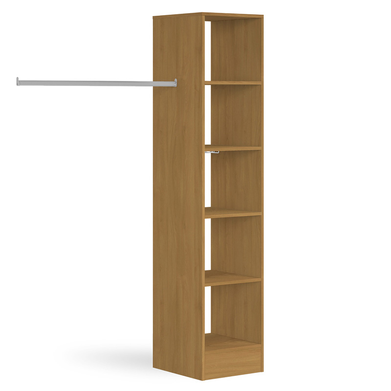 Spacepro 5 Shelves Tower Unit with 1 Hanger Bar Oak Finish 2100 x 450 x 500mm