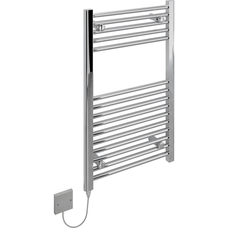 Kudox Electric Pre-Filled Chrome Flat Towel Radiator 800 x 500mm 200W