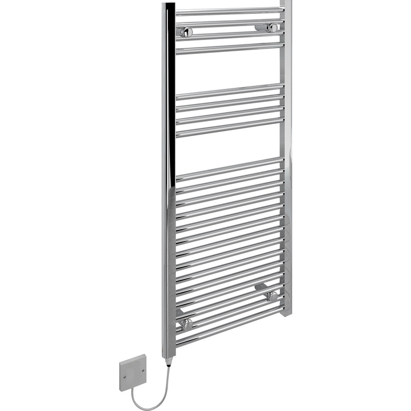 Kudox Electric Pre-Filled Chrome Flat Towel Radiator 1100 x 500mm 250W