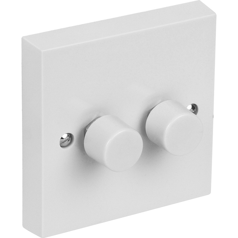 Axiom White Push Dimmer Switch 2 Gang 2 Way 250W