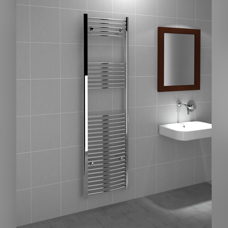 Kudox Chrome Curved Ladder Towel Radiator 1800 x 500mm 1730Btu