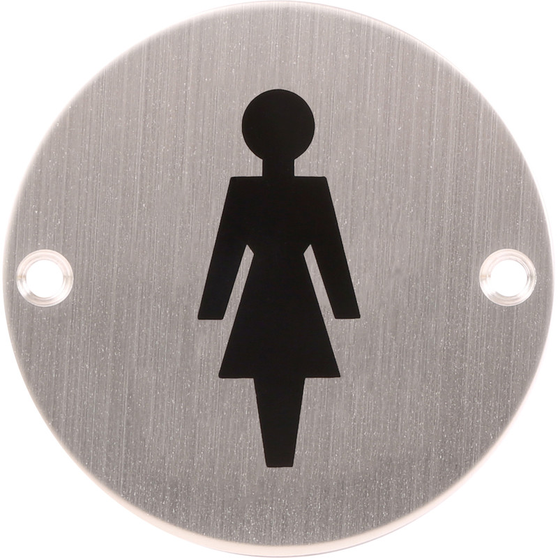 Satin Stainless Steel Door Sign Female 75mm