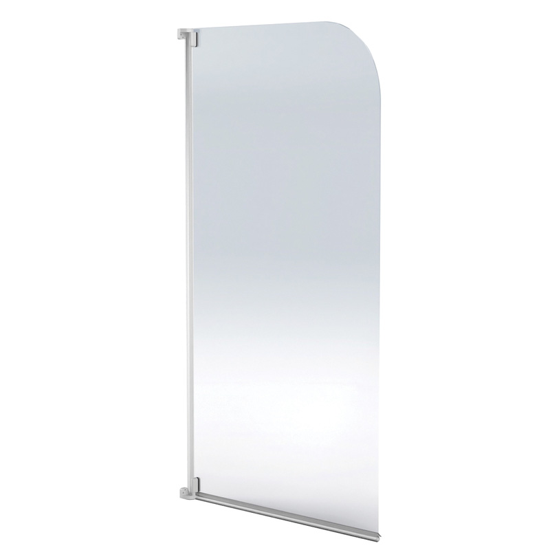 Aqualux Half Frame Radius Bath Screen White Frame 750x1375mm