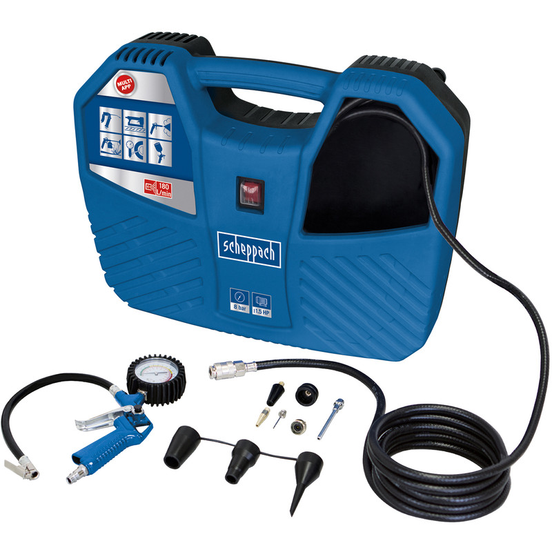 Scheppach Air Force 2 1100W 1.5hp 180L/Min Oil Free Portable Air Compressor 240V
