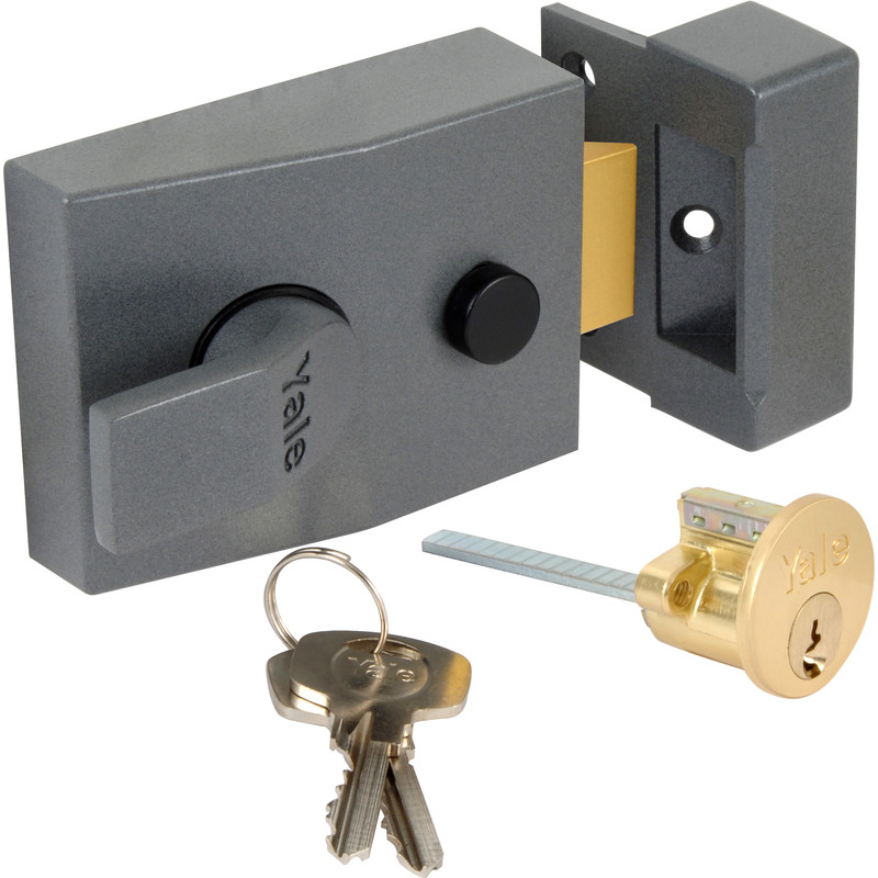 Yale Deadlocking Nightlatch Gun Metal Standard