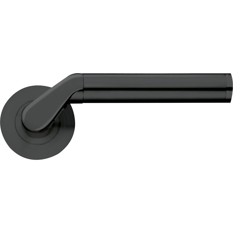 Stanza Venus Lever on Rose Door Handles Oscuro Matt Black