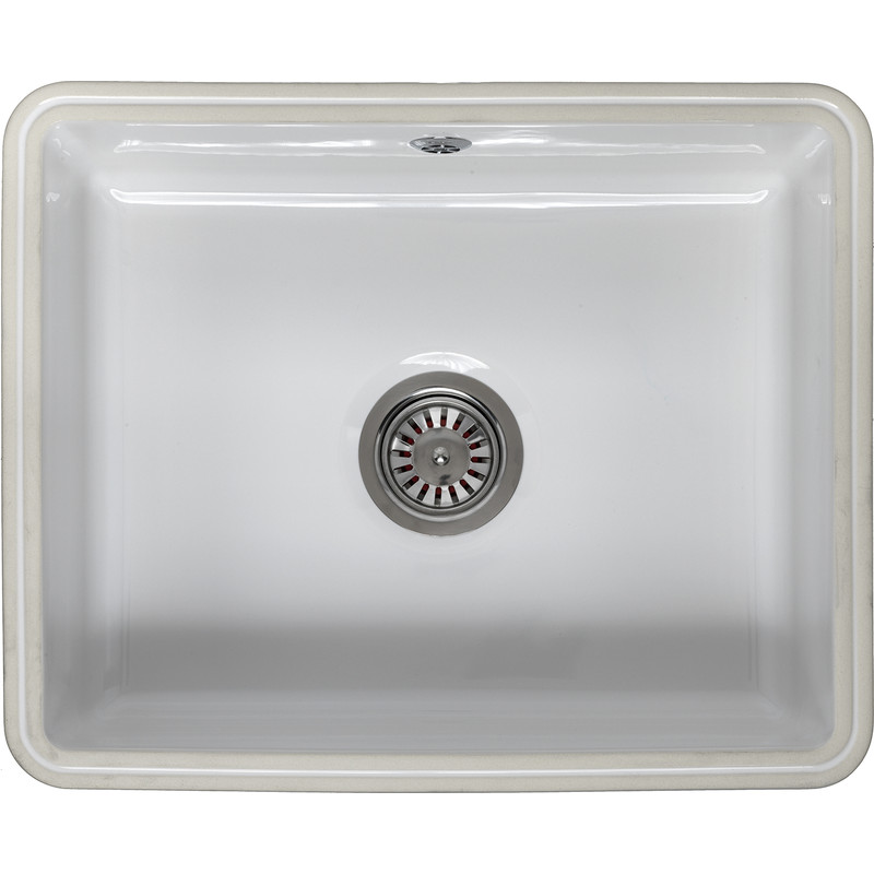 Reginox Undermount Ceramic Kitchen Sink & Drainer Single Bowl White