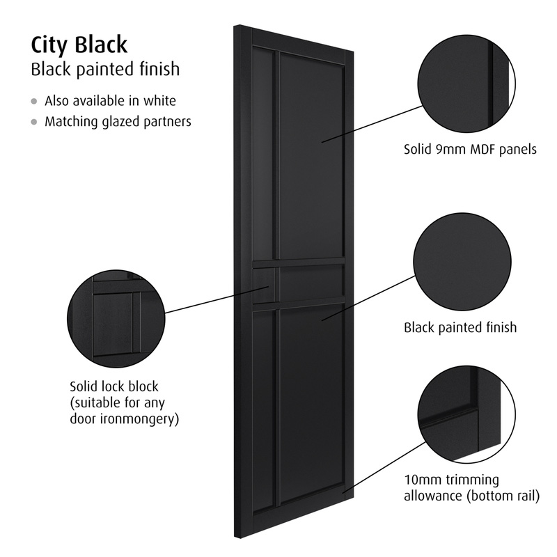 City Black Internal Door 35 x 1981 x 762mm