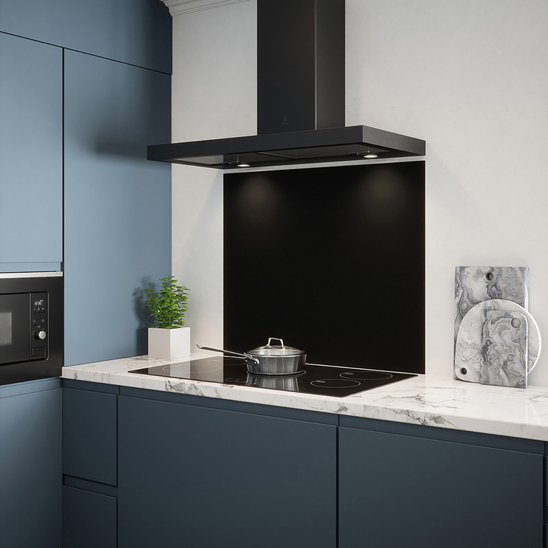 Splashback Matt Black Self-Adhesive Glass Splashback 900 x 750mm