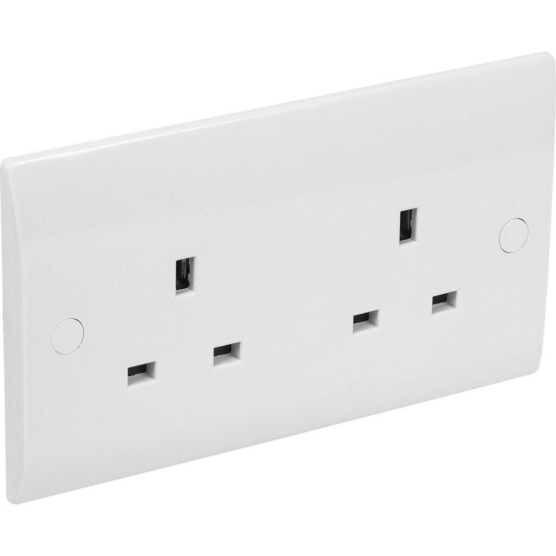 Axiom Low Profile Unswitched Socket 2 Gang