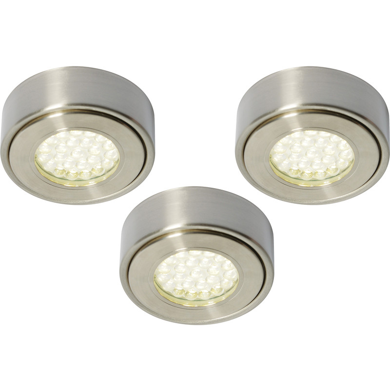 Laghetto 240V LED Round Under Cupboard Light 3 x 1.5W 140lm lights