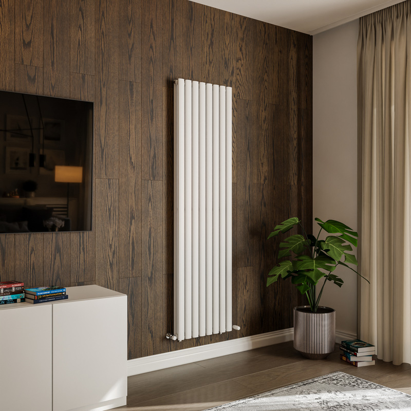 Azur Nero Duplex Designer Oval Tube Radiator 1800 x 480mm 4672Btu White