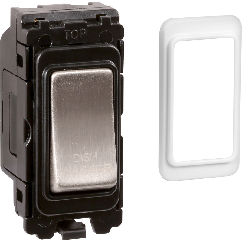 Wessex Brushed Stainless Steel Grid Switch 20A DP Dishwasher