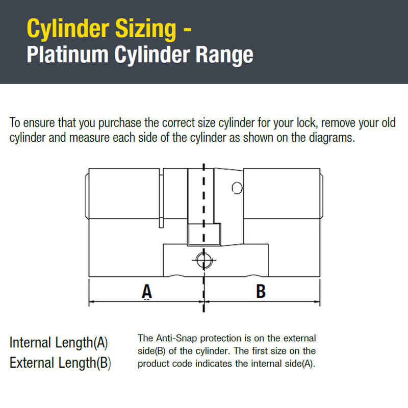 Yale Platinum 3 Star Euro Double Cylinder 40-50mm Brass