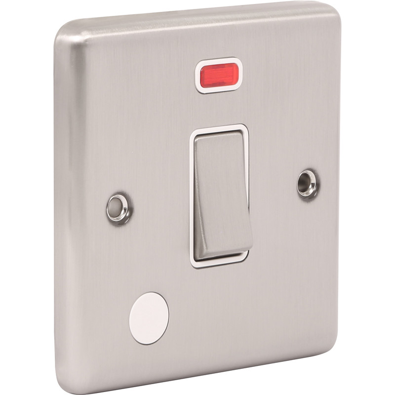 Wessex Brushed Stainless Steel 20A DP Switch Neon