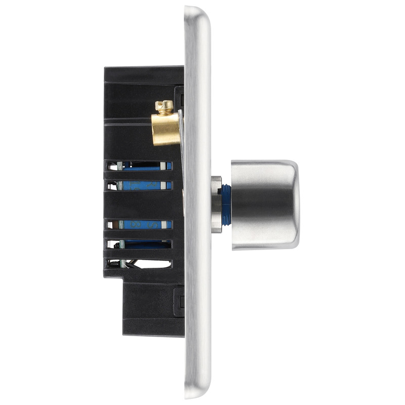 BG Brushed Steel Dimmer Switch 1 Gang 400W
