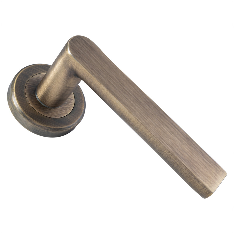 Serozzetta Edge Lever on Rose Door Handles Antique Brass