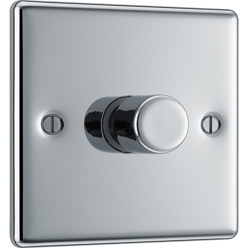 BG Polished Chrome Dimmer Switch 1 Gang 400W