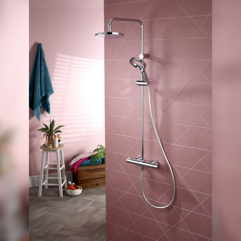 Methven Aio "Aurajet" Cool to touch Bar Mixer Shower Kit Chrome with Diverter