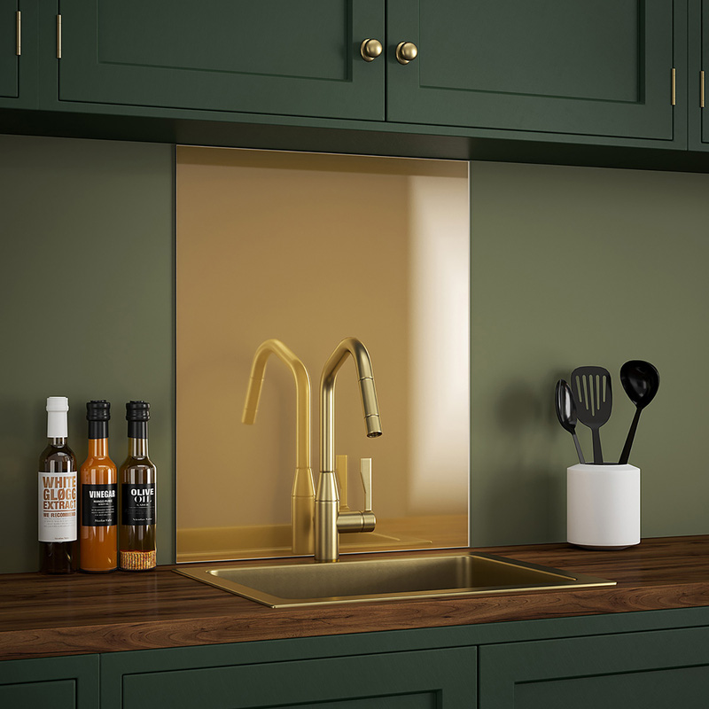 Splashback Brass Self-Adhesive Glass Splashback 600 x 750mm