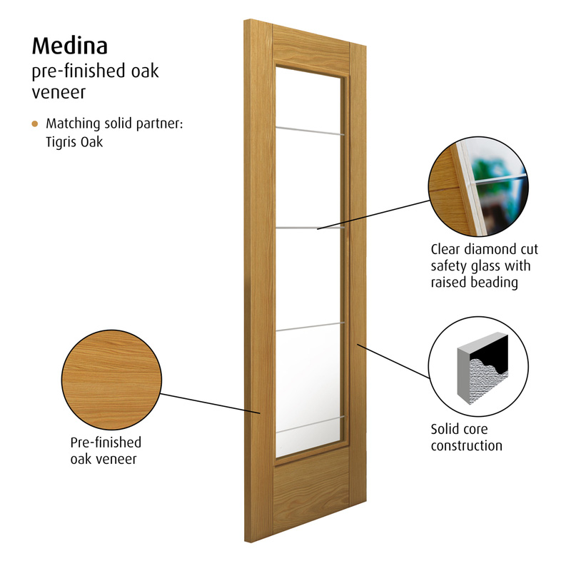 Medina Oak Glazed Internal Door Pre-Finished 40 x 2040 x 826mm