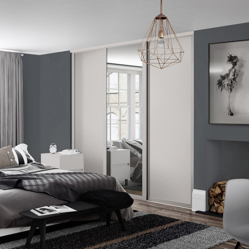 Spacepro Shaker 3 Door Sliding Wardrobe Kit Cashmere and Mirror 2136 x 2260mm