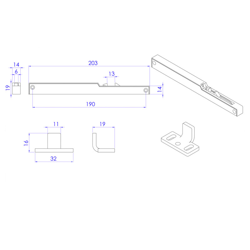 Coburn Flat Track Mini Soft Closer Kit
