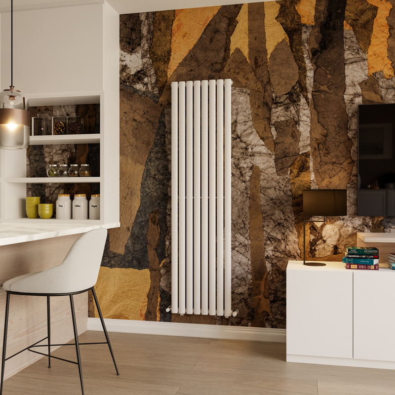 Azur Nero Designer Oval Tube Radiator 1800 x 480mm 3341Btu White
