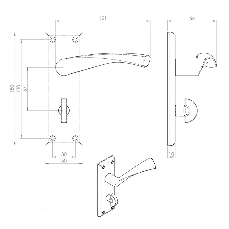 Serozzetta Venti Door Handles Bathroom Satin Nickel
