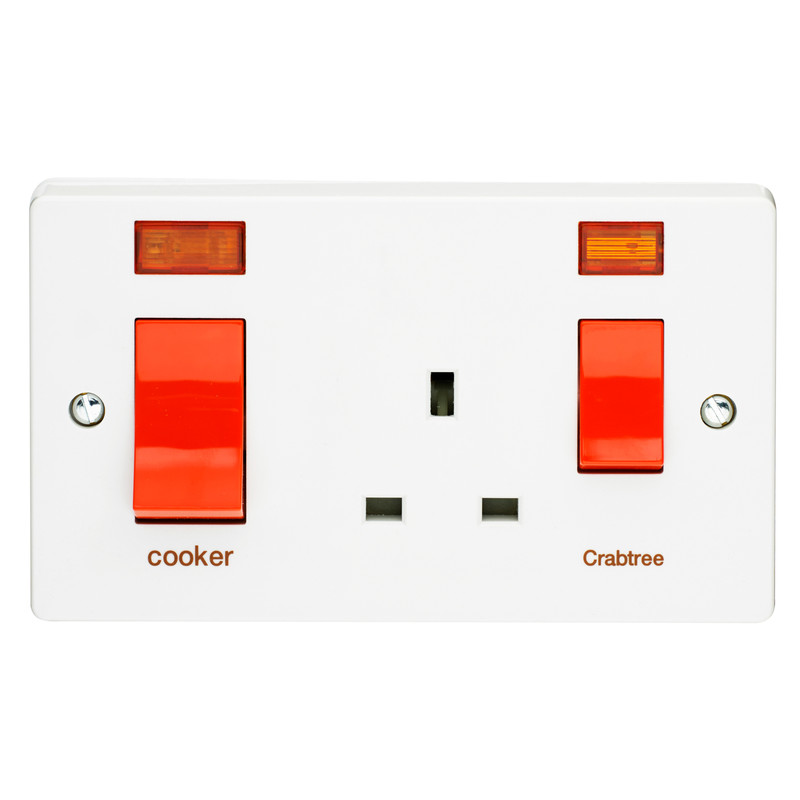Crabtree 45A Cooker Unit 45A DP Switch & 13A Socket Neon