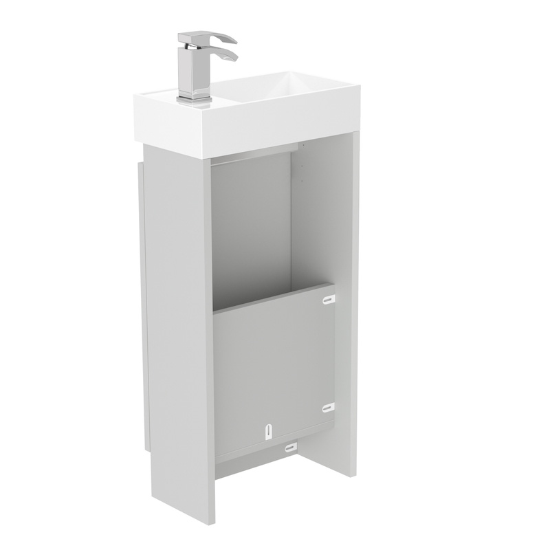 Newland Single Door Floor Standing Vanity Unit With Basin Pearl Grey 400mm